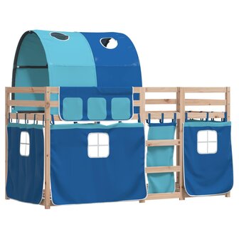 Stapelbed met gordijnen 75x190 cm massief grenenhout blauw 8721102690419 2