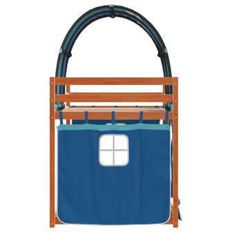 Stapelbed met gordijnen 75x190 cm massief grenenhout blauw 8721102690563 6