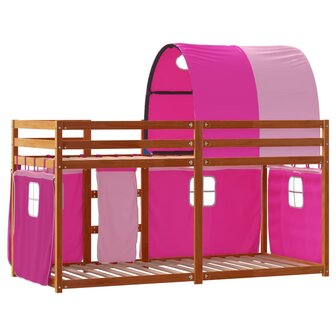 Stapelbed met gordijnen 75x190 cm grenenhout roze 8721102690570 7