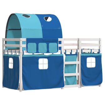 Stapelbed met gordijnen 90x190 cm massief grenenhout blauw 8721102690716 2