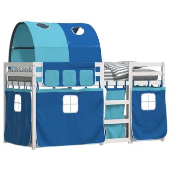 Stapelbed met gordijnen 90x190 cm massief grenenhout blauw 8721102690716 4