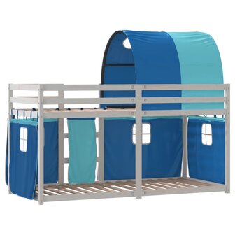 Stapelbed met gordijnen 90x190 cm massief grenenhout blauw 8721102690716 7