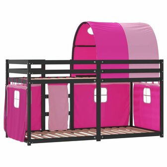 Stapelbed met gordijnen 90x190 cm grenenhout roze 8721102690754 7