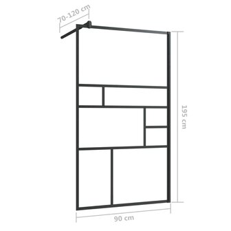 Inloopdouchewand 90x195 cm ESG-glas transparant en zwart 8720286416099 6