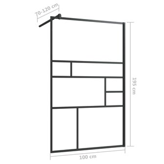 Inloopdouchewand 100x195 cm ESG-glas transparant en zwart 8720286416105 6