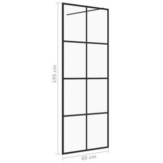 Inloopdouchewand 80x195 cm ESG-glas transparant en zwart 8720286513361 5