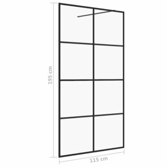 Inloopdouchewand 115x195 cm ESG-glas transparant en zwart 8720286513392 5