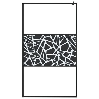 Inloopdouchewand met stenenmotief 115x195 cm ESG-glas zwart 8720286933336 3