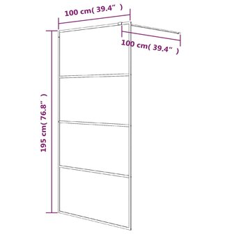 Inloopdouchewand 100x195 cm halfmat ESG-glas zwart 8720287052241 7