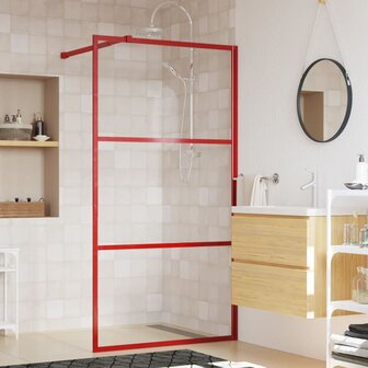 Inloopdouchewand transparant 100x195 cm ESG-glas rood 8720845941871 1