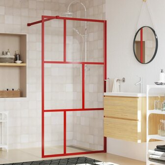 Inloopdouchewand transparant 100x195 cm ESG-glas rood 8720845942052 1