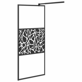 Inloopdouchewand met schap 100x195 cm ESG-glas aluminium zwart 8720845827854 5