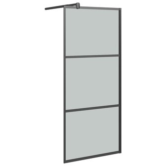 Inloopdouchewand met schap 100x195 cm ESG-glas aluminium zwart 8720845827878 3