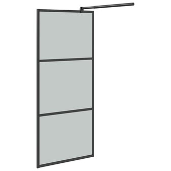 Inloopdouchewand met schap 100x195 cm ESG-glas aluminium zwart 8720845827878 5