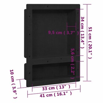 Douchenis met 2 vakken 41x51x10 cm matzwart 8720286802847 7