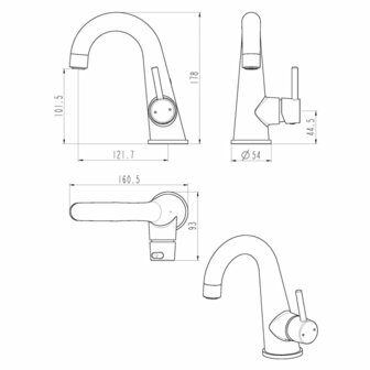 SCH&Uuml;TTE Wastafelmengkraan PISA chroomkleurig 4008431339108 4