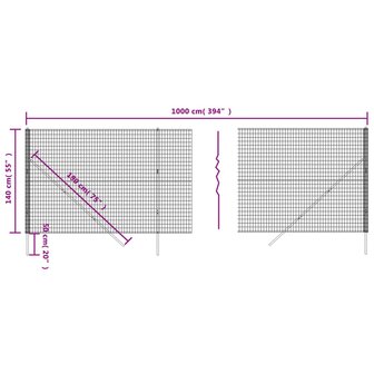 Draadgaashek 1,4x10 m gegalvaniseerd staal groen 8720845777920 5