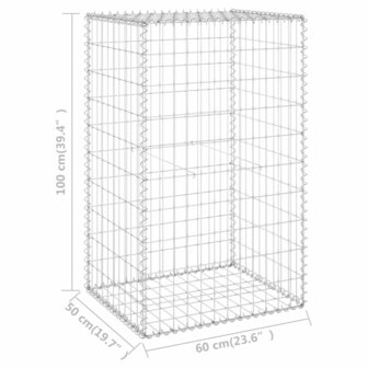 Schanskorfmuur met deksels 60x50x150 cm gegalvaniseerd staal 8720286110102 6