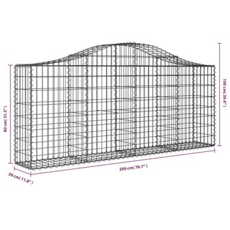 Schanskorf gewelfd 200x30x80/100 cm gegalvaniseerd ijzer 8720845650476 5