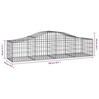 Schanskorf gewelfd 200x50x40/60 cm gegalvaniseerd ijzer 8720845650551 5