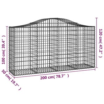 Schanskorf gewelfd 200x50x100/120 cm gegalvaniseerd ijzer 8720845650582 5