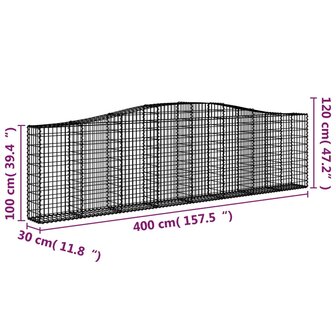 Schanskorf gewelfd 400x30x100/120 cm gegalvaniseerd ijzer 8720845650681 5