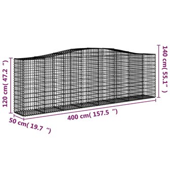 Schanskorf gewelfd 400x50x120/140 cm gegalvaniseerd ijzer 8720845650797 5