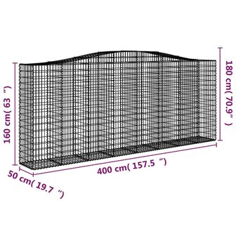 Schanskorf gewelfd 400x50x160/180 cm gegalvaniseerd ijzer 8720845650810 5