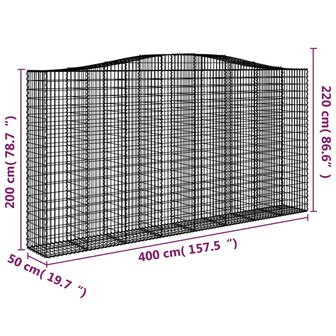 Schanskorf gewelfd 400x50x200/220 cm gegalvaniseerd ijzer 8720845650834 5