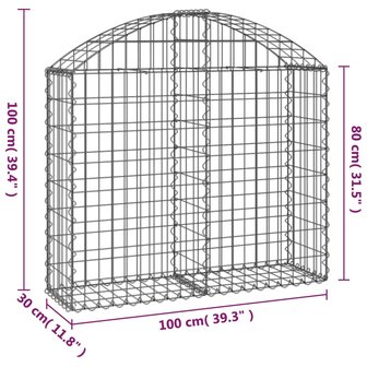 Schanskorf gewelfd 100x30x80/100 cm gegalvaniseerd ijzer 8720845650872 5