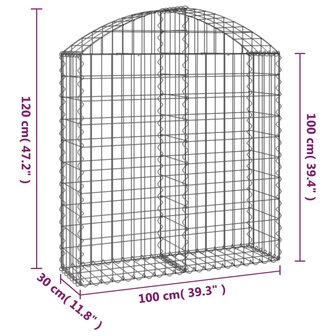 Schanskorf gewelfd 100x30x100/120 cm gegalvaniseerd ijzer 8720845650889 5