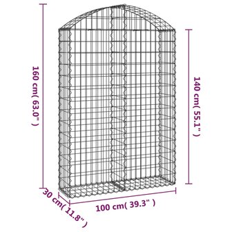 Schanskorf gewelfd 100x30x140/160 cm gegalvaniseerd ijzer 8720845650902 5