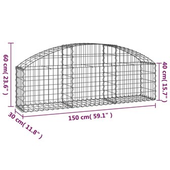 Schanskorf gewelfd 150x30x40/60 cm gegalvaniseerd ijzer 8720845651053 5