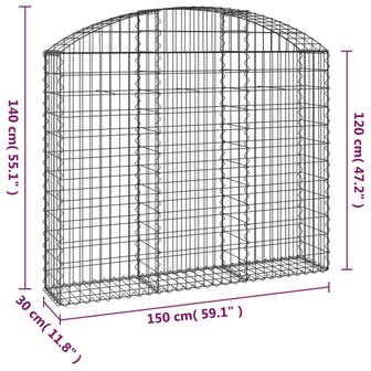 Schanskorf gewelfd 150x30x120/140 cm gegalvaniseerd ijzer 8720845651091 5