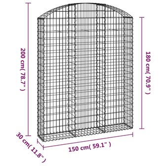 Schanskorf gewelfd 150x30x180/200 cm gegalvaniseerd ijzer 8720845651121 5