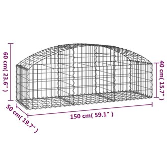 Schanskorf gewelfd 150x50x40/60 cm gegalvaniseerd ijzer 8720845651152 5