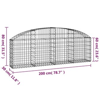 Schanskorf gewelfd 200x30x60/80 cm gegalvaniseerd ijzer 8720845651268 5