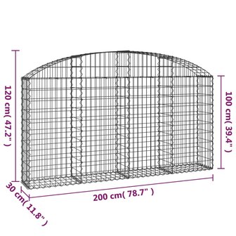 Schanskorf gewelfd 200x30x100/120 cm gegalvaniseerd ijzer 8720845651282 5