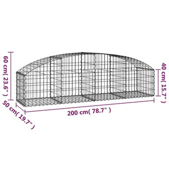 Schanskorf gewelfd 200x50x40/60 cm gegalvaniseerd ijzer 8720845651350 5