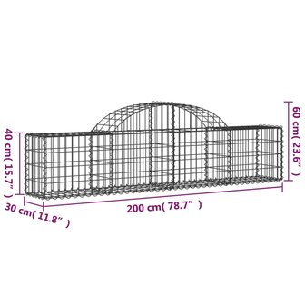 Schanskorf gewelfd 200x30x40/60 cm gegalvaniseerd ijzer 8720845651459 5