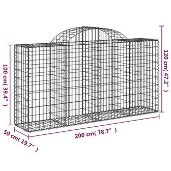 Schanskorf gewelfd 200x50x100/120 cm gegalvaniseerd ijzer 8720845651589 5