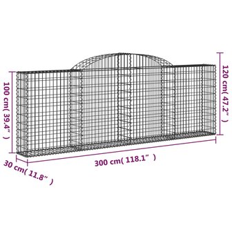 Schanskorf gewelfd 300x30x100/120 cm gegalvaniseerd ijzer 8720845651688 5