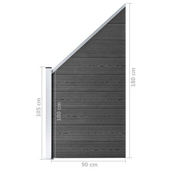 Schuttingpanelenset 446x(105-186) cm HKC zwart 8720286366868 12