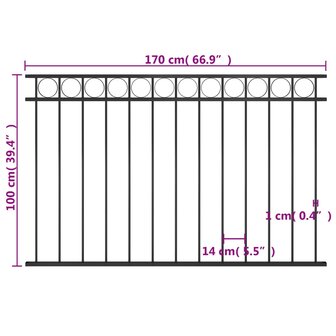 Schuttingpaneel 1,7x1 m staal zwart 8719883865157 4