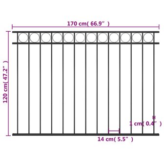 Schuttingpaneel 1,7x1,2 m staal zwart 8719883865164 4