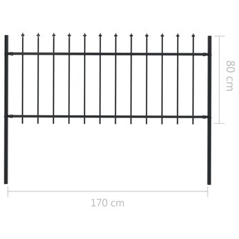 Tuinhek met speren bovenkant 1,7x0,8 m staal zwart 8719883586915 5