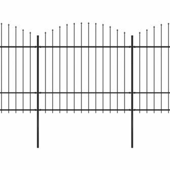 Tuinhek met speren bovenkant (1,5-1,75)x5,1 m staal zwart 8719883714707 2