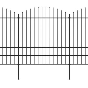 Tuinhek met speren bovenkant (1,75-2)x3,4 m staal zwart 8719883714783 2