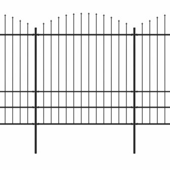 Tuinhek met speren bovenkant (1,75-2)x6,8 m staal zwart 8719883714806 2