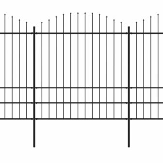 Tuinhek met speren bovenkant (1,75-2)x11,9 m staal zwart 8719883714837 2